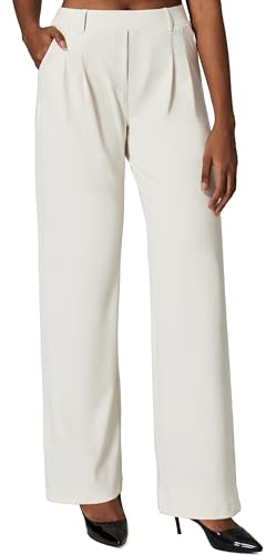 Heathyoga Womens Dress Pants Pull On Wide Leg Stretchy Work Pants Women Business Casual Outfits Slacks for Women Trousers Light Ivory