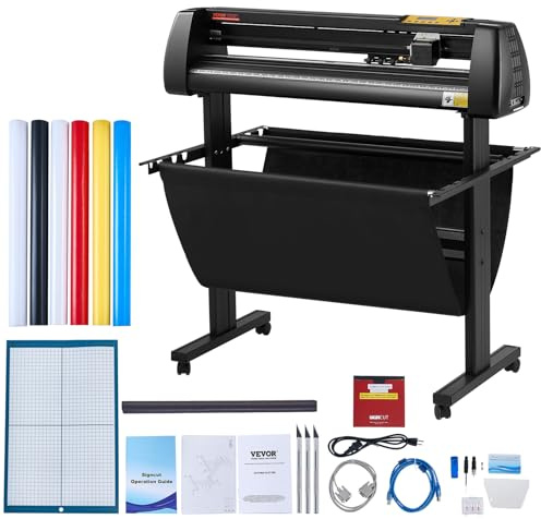 VEVOR Vinyl Cutter 34 Inch Bundle, Vinyl Cutter Machine Manual Vinyl Plotter Cutter with Signmaster Software for Design and Cut, with Supplies and Tools