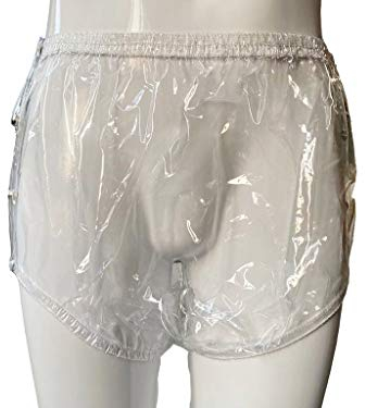 Haian Inkontinenzhose für Erwachsene, Kunststoff, mit Druckknöpfen, Größe 2XL, transparent