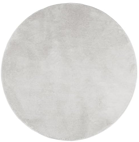 vidaXL Teppich, Wohnzimmerteppich Kurzflor Modern, Bodenteppich Flauschig Weich, Pflegeleicht Teppich für Wohnzimmer Schlafzimmer, Grau Ø 100cm