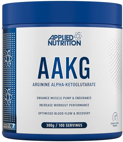 Applied Nutrition AAKG - L Arginine Alpha Ketoglutarate 3000mg per Serving, Nitric Oxide, Pre Workout Energy Boost, Muscle Pump Supplement (300g - 100 Servings)
