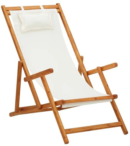 Festnight Strandstuhl Klappbar Leicht Gartenliege Holz Strandliege Klappliege für Strand Liege Outdoor Holzliege Sonnenliege Faltbar Liegestuhl Massivholz Garten Klappstuhl Faltstuhl bis 110 kg
