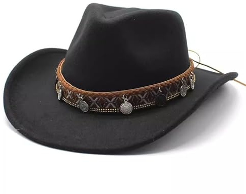 SLEDEZ Klassisk topp hatt för män western cowboy melon hatt för män och kvinnor, jazzhatt i filt