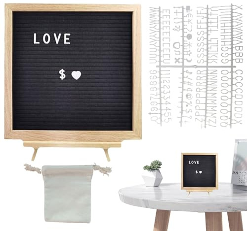Tablero De Letras Negro | Panel de Fieltro con Letras y Marco de Madera,Panel Decorativo Intercambiable Para Mensajes En Aulas, Guarderías, Clínicos, Restaurantes Y Cafeterías