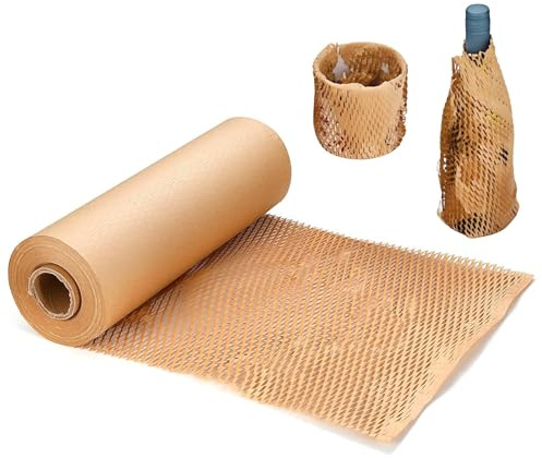 Honungsbikakeförpackningar förpackningspapper – 30 x 500 cm förpackningsmaterial, brunt bikakepapper, kraftpappersrulle, för frakt och flytt, fyllningsmaterial förpackning, stoppningspapper (30 x 500
