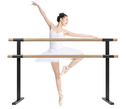 Barra de Ballet Doble para Adultos, Ideal para Gimnasio en casa. Barra de Ballet portátil e Independiente para estiramientos, Gimnasia, Pilates y Entrenamiento de Ballet. Color Negro. 1,5 m