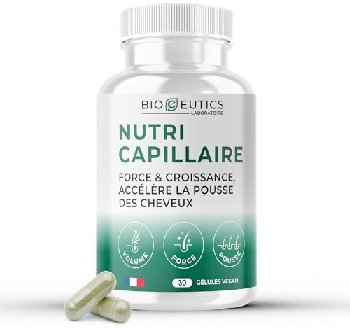 Bioceutics - Complément Alimentaire Cheveux Pousse Rapide - Accélérateur AnaGain™ Nu, Biotine & Roquette - Volume & Densité - Fabriqué en France - Cure 1 Mois (30 Gélules)
