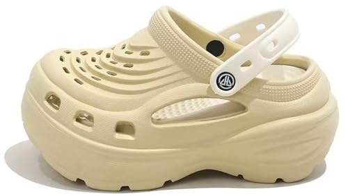 Sunporx Mode Plattform Träskor för kvinnor vadderade tjocka tjocka sulor Trädgård Mules Clog Bekväma Slip-on Skor Utomhus Casual Strandsandaler, Fruktgrön, 35/36 EU