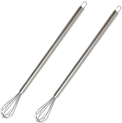 2 frusta piccola in acciaio inox, mini frusta per tazze e ciotole, 23 cm, robusta frusta con sfere per schiumare latte, montare panna, mescolare pasta e salse