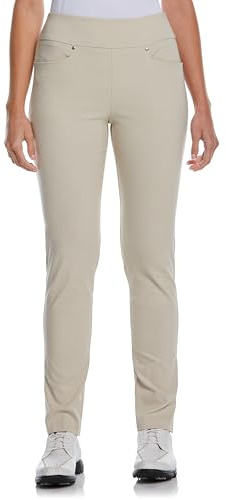 PGA TOUR Women's Tummy Control Pull-on Waistband Golf Pants, Sand, X-Small