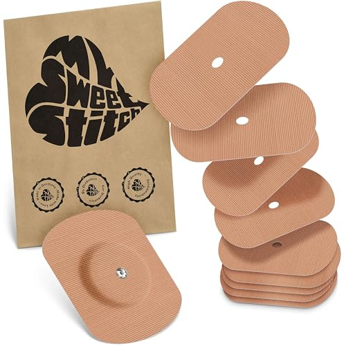 MySweetStitch - 10 x Freestyle Libre 1 & 2 pansement, Oval avec trou d'aération, Overpatch Ø 70 x 55 mm, protection capteur, imperméable, respirant, doux pour la peau, Fabriqué en Allemagne, Beige