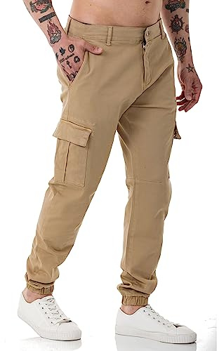 RED BRIDGE Pantalon de survêtement pour homme Jeans Joggers Look cargo, Sable, 36W x 32L