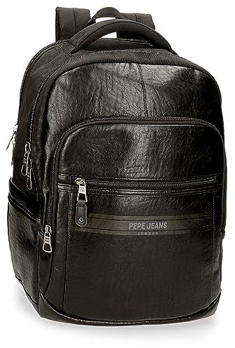 Pepe Jeans Horley Mochila para Portátil Doble Compartimento Negro 30x42x14,5 cms Poliéster 18,27L