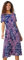 Roman Originals Women Floral Print Gathered Waist Dress - Ladies Spring Holiday Summer 3/4 Sleeves Vacation Evening Smart Casual Work - Pink - Size 10