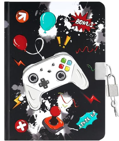 WERNNSAI Luminous Game Kids Diary for Boys, Secret Diary with Lock and Keys, Kids Journal Notebook Birthday Christmas Gift for 6 7 8-12 Year Old Boys, School A5 Lined Writing Drawing Notepad