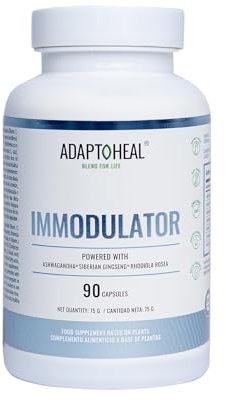 Adaptoheal Immodulator Suplemento Alimenticio para la Modulación del Sistema Inmune y la Inflamación – con Ashwagandha, Rhodiola Rosea, Noni – Vegano, Sin Gluten ni Lácteos (90 Cápsulas)