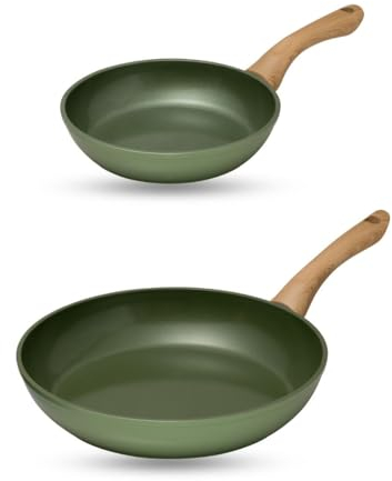 Just Vegan, Ceravegan Keramik ECO Bratpfanne 2pcs – 20cm + 28cm, 100% vegan, pflanzliche Antihaftbeschichtung - Mit KOSTENLOSER Topfschutz