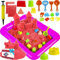 Set Magischer Sand für Kinder, 1,5 kg + Formen kinetischer Sand für Kinder 3 4 5 Jahre bunt, sensorischer Sand für Kinder, kreatives Spielzeug, Geschenkideen für Kinder, Mädchen – Rot