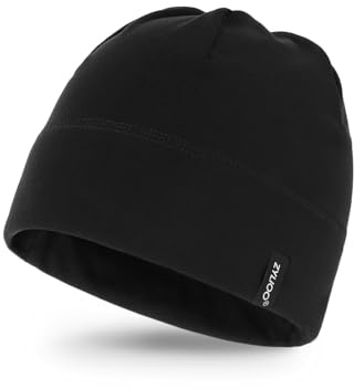 Zylioo Fleece skalle keps för stora/små huvuden, cykelmössa under hjälm, hjälmfoder keps, löpmössa, Svart-tunn, S