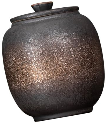 STOBOK Gilded Glaze Tea Jar Ceramic Loose Tea Storage Container with Lid 3.1 Inch Vacuum Seal Caddy for Kitchen and Home
