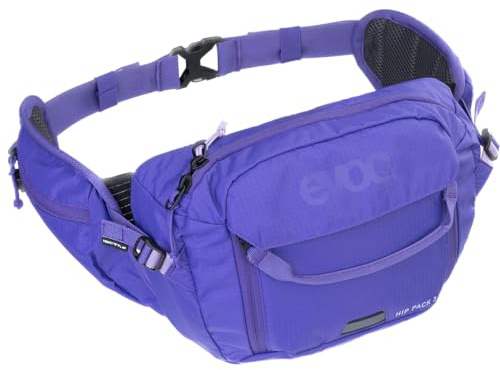 EVOC HIP PACK 3 höftväska, bumsväska (bekväm bältesväska med fack för vätskeblåsa, AIR FLOW CONTACT SYSTEM, volym: 3 l), Violett
