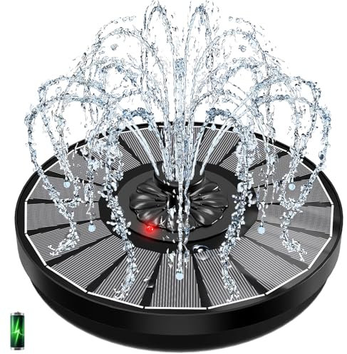 Solar Springbrunnen mit LED-Indikator, Yzert 3.5W 2000mAh Akku - Arbeiten an Trüben Tagen - Solar Teichpumpe, Wasserpumpe Solar Schwimmender Fontäne mit 8 Effekte & 4 Fixe Rohre für Garten,Vogel-Bad