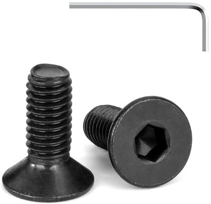 Tunejoy Tornillos de Cabeza Avellanada M6 x 16 mm Negro Tornillo Avellanado Hexagonal de Acero Inoxidable A2 V2A Norma DIN 7991 con llave Allen Rosca Completa 20 Piezas