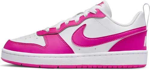 NIKE Court Borough Low Recraft Sneaker, White/Laser Fuchsia, 36.5 EU