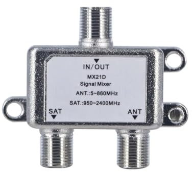 Uxsjakjsd Divisore di Segnale TV Satellite A 2 Vie, Satellite Antenna TV Signal Splitter, Coassiale Diplexer TV VHF UHF, Mixer Segnale TV Satellite