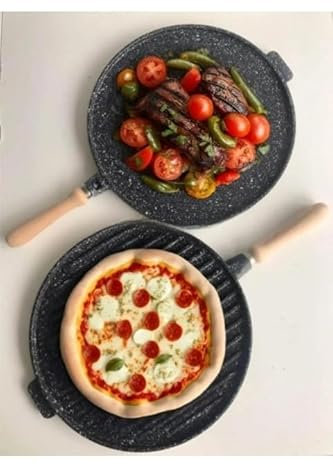 Padella antiaderente reversibile in ghisa per pancake, griglia, 36 cm, con manico rimovibile, adatta al forno, piastra bifacciale per gozleme, pizza, barbecue