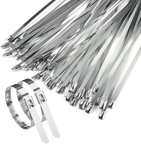 50 buntband rostfritt 500x4,6 mm för staket och maskor | Självlåsande metallband för fastsättning. Korrosionsbeständiga och robusta