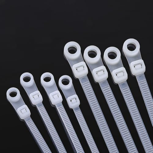 Paquete de 100 bridas de montaje para bridas de cables con agujero de tornillo, lazos de bucle de bloqueo automático, atornillables para el hogar, oficina, cables, gestión de cables (blanco)