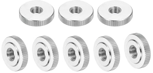 QUARKZMAN 8 Piezas De Tuercas De Mariposa Moleteadas M8, 304 Acero Inoxidable Tuercas Moleteadas De Cabeza Plana Con Agujero Pasante, Ajuste Y Bloqueo, Tipo Delgado, Color Plata