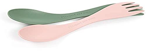 Light My Fire Spork Original - Fourchette Cuillère de Camping pour Enfants - Couvert de Camping 2-en-1 - Fourchette-Cuillère Réutilisable - Couvert Multifonction sans BPA - Lot de 2, Green/Pink