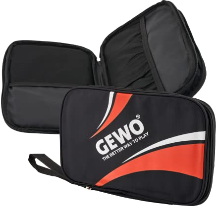 GEWO Doppelhülle Master - Tischtennisschläger-Hülle für 2 Schläger - Nylon Tischtennis-Tasche mit gepolsterten Schlägerfächern - Rundum-Schlägerschutz mit Trageschlaufe, 32cm rot