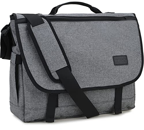 RAVUO Borsa Messenger Uomo, Resistente All'acqua Borsa Tracolla per 15 pollici Laptop Messenger Bag Unisex Sacchetto del Messaggero Borsa Cartella per Lavoro e Scuola Grigio