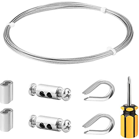 Drahtseil Edelstahl 1.5 mm, 6m 304 Edelstahl Stahlseil Gartendrahtkabel Rankhilfen Kit, 7 x 7 Stränge Edelstahlsei für String Light Suspension, Kletterpflanzen, Gardinenseil, Duschvorhangseil, Zaun