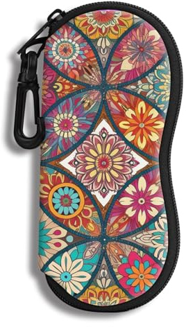 Hion Eyeglass Case Sunglasses Soft Pouch with Belt Clip Ultra Light Neoprene Zipper Eyeglass Case Printed Sunglass Bag for Stylish Portable Travel Glasses Casefor Men & Women
