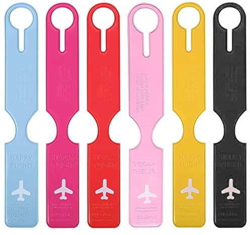 NAVESO Kofferanhänger, 6 Stück Gepäckanhänger Kofferanhänger mit Adressschild, Koffer Reise Gepäckanhänger Identifizieren Etiketten, Kofferanhänger Flugreise PVC-Anti-Lost, Koffer Namensschild