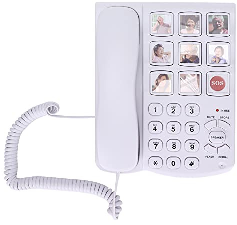 Telefoner med Sladd, LD‑858HF Fast Telefon med Stor Knapp för Hem, Förstärkt Fotominne Fast Telefon med Sladd för äldre äldre