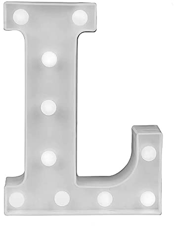 Vetrineinrete® Lettere luminose a led alfabeto A – Z luminoso per decorazione casa compleanni nozze festa bar eventi luce calda (Lettera L)