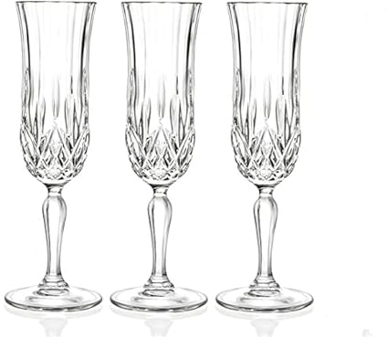 RYHMHA Champagne Flutes,Red Wine Glass,Crystal Cocktail Glass,3 Count(Pack of 1),Unique Gift for Party, Birthday, Anniversary (Diamond Champagne Flute(160ml))