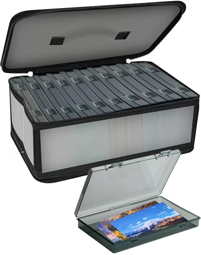 Gbivbe Foto Aufbewahrungsbox, 10 schwarz innere Fotohalter mit Deckel, Fotoboxen zur Aufbewahrung Organizer Container Case aus Kunststoff für Saatgut, Handwerk, Fotos, mit 1 Blatt Etikettensticker
