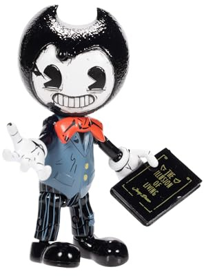 Bendy and the Ink Machine Bendy Real World 12.7cm Action Figure by Jakks Pacific, Officially Licensed, Articulated & Highly Detailed Collectible Figurine, Includes Book Accessory