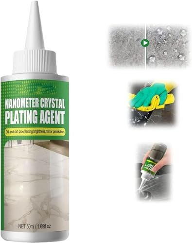Agente nanocristallante per marmo, agente di placcatura in cristallo di pietra per cucina, detergente e lucido per piani di lavoro al quarzo, forte lucidatura protettiva a lunga durata (50 ml)