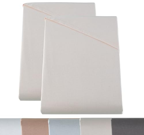 BaSaTex Klassisches Baumwolle Bettlaken | Betttuch | Leintuch | Haustuch ohne Gummizug | 2er Pack | 100% Baumwolle | 150x250 in Natur