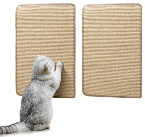 Nobleza 2 Piezas Alfombrilla Rascador para Gatos, Alfombra de Sisal, Cuerda de Sisal Natural, Rascador Gatos para Proteger Sofás y Muebles 42 X 32CM