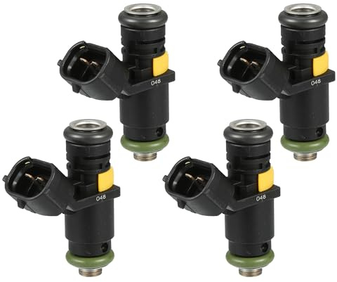 A ABSOPRO Iniettore di carburante No.036906031AG per VW Polo 06-09 1.4 16V per VW Polo 09-14 1.4 Nero 4 Pezzi