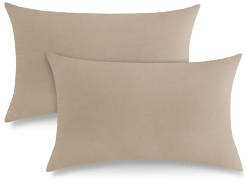 ATsense Doppelte Muslin Kissenbezug 40 x 80 Baumwolle, Flaches Leinenartiges Aussehen Kissenbezüge 2er ÖKO-TEX, Kopfkissenbezug Beige mit Reißverschluss