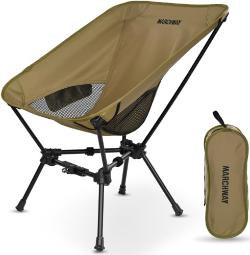 MARCHWAY Lightweight Folding Camping Chair with Spring Lock, Holds 330 lbs